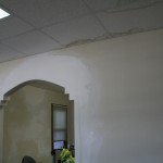Pictured are the ceiling and walls of the Alumni Room, which are in dire need of new paint!